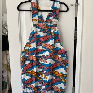 Nooworks carpenter overalls in Lobster Dream